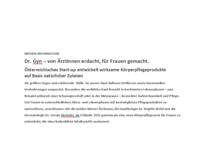 Medieninformation zum Start-up Dr. Gyn
