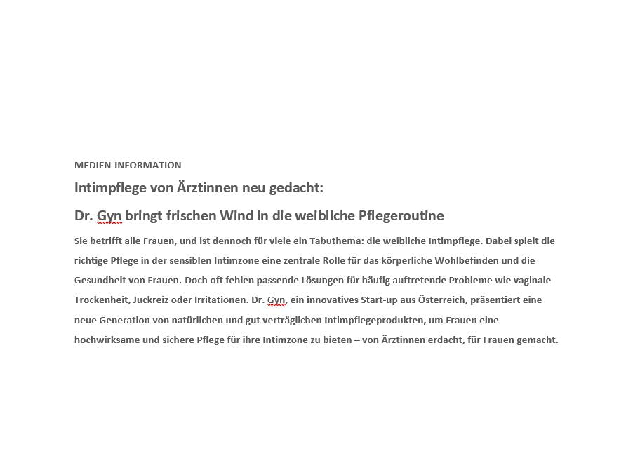 Medien-Information zur Intimpflege für die Frau